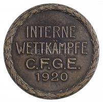 Ausztria 1920. CFGE Belső Verseny kétoldalas, ezüstözött Br díjérem (45mm) T:2 Austria 1920. Interne Wettkämpfe CFGE two-sided, silvered Br medal (45mm) C:XF