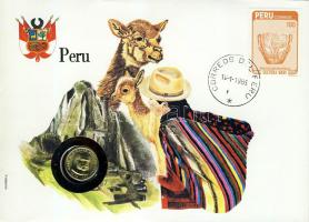 Peru 1984. 100S "Miguel Grau" érmés, bélyeges borítékon T:1