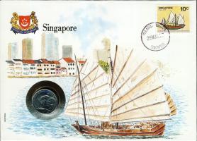 Szingapúr 1984. 20c érmés, bélyeges borítékon T:1