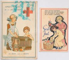 2 db RÉGI motívum képeslap: üdvözlő és reklám / 2 pre-1945 motive postcards: greeting and advertisement