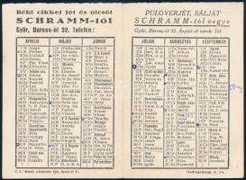 1946 Győr, Szappan, harisnya, kesztyű stb. a Schrammtól, kártyanaptár, tollas jelölésekkel