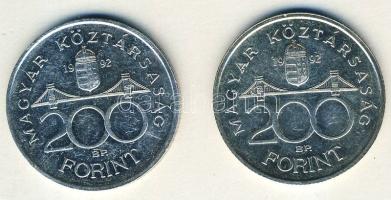 1992. 200Ft Ag "MNB" (2x) T:BU,2