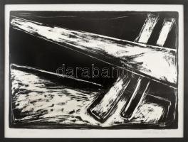 Győrffy Sándor (1951-): UFO, 1999. Litográfia, papír, jelzett, számozott (9/15). Üvegezett fa keretb...