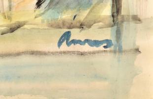 Ámos jelzéssel: Pár. Akvarell, papír, vékony kartonra kasírozva. 49x34,5 cm