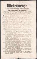 1853 Magyar császári királyi országos pénzügyi igazgatóság hirdetménye a dohány áráról magyar és német nyelven