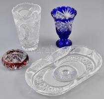 Ólomkristály tárgyak tételben váza 16 cm, tál, váza, stb Hibátlanok