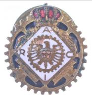 Olaszország ~1920-1940. RIAC (Reale Automobile Club dItalia) zománcozott gomblyukjelvény, AE LORIOLI FRATELLI SA gyártói jelzéssel (15x13mm) T:1- hátlapon patina