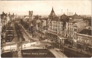 1928 Debrecen, Ferenc József út, villamos, Frank Rezső üzlete (EK)