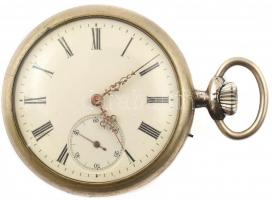 Zsebóra. Fém tokkal, hibátlan számlappal, szép, működő állapotban, jelzés nélkül. d: 50 mm