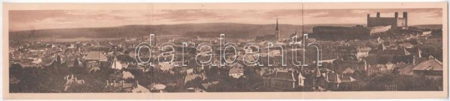 Pozsony, Pressburg, Bratsilava; három részes kinyitható panorámalap / 3-tiled folding panoramacard