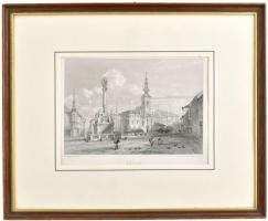 cca 1850 Brünn acélmetszet. Keretben. / Brno engraving in frame 23x30 cm