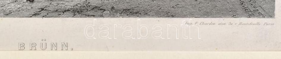 cca 1850 Brünn acélmetszet. Keretben. / Brno engraving in frame 23x30 cm