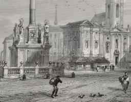 cca 1850 Brünn acélmetszet. Keretben. / Brno engraving in frame 23x30 cm