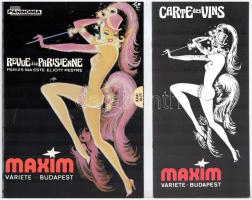 cca 1983 Maxim varieté képes programfüzete + Casanova piano bar étel- és itallapja
