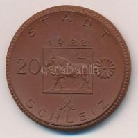Német Birodalom / Schleiz 1922. 20M barna porcelán szükségpénz T:1- German Empire / Schleiz 1922. 20 Mark brown porcelain necessity coin C:AU