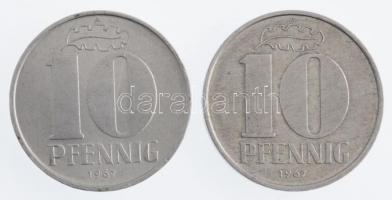Német Demokratikus Köztársaság 1967. 10pf Al 120°-al elfordult hátlap + támpéldány T:1-,2 German Democratic Republic 1967. 10 Pfennig Al backside shited in 120° + comparison piece C:AU,XF