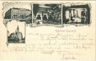 1901 Kassa, Kosice; Grand Hotel Schalkház Nagyszálló, díszterem, lépcsőház, belső, székesegyház / hotel, interior, staircase, interior, cathedral. Art Nouveau (EK)
