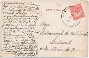 Bakabánya, Pukanec; Fő tér nyugati része, községháza, gyógyszertár, Szentháromság szobor. Ollik Kálm...