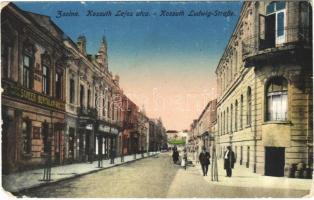 1919 Zsolna, Zilina; Kossuth Lajos utca, Scheer Bertalan és Társa üzlete / street view, shops + Tridirna polni posty ceskoslovenskych vojsk na Slovensku (EM)