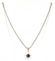 Ezüst (Ag) láncon csillag rubin medál. Kis sérüléssel. Br 5,52 g, 44 g