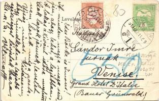 1913 Kolozsvár, Cluj; Megyeháza, Központi szálloda. Schuster Emil kiadása. Téli szecessziós litho ke...