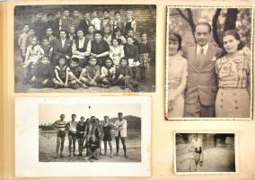 cca 1920-1940 Családi fotóalbum, 315 db beragasztott fotóval (utazás, fürdőzés, katonai, stb. témába...