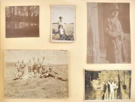 cca 1920-1940 Családi fotóalbum, 315 db beragasztott fotóval (utazás, fürdőzés, katonai, stb. témába...