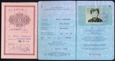 1990 Magyar Népköztársaság fényképes útlevél 2 db, valutalapokkal / Hungarian passports
