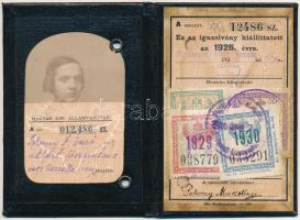 1926 Bp., Félárú jegy váltására jogosító fényképes MÁV igazolvány