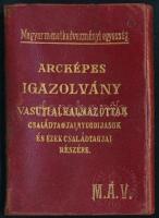 1929 MÁV fényképes igazolvány vasúti alkalmazottak családtagjai részére