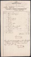 1847 Vác, fejléces gyógyszertári számla a gyógyszerész, Pentz Ferenc aláírásával