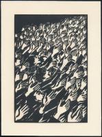 Frans Masereel (1889-1972): Tüntetés, fametszet, papír, jelzett a metszeten, 16x11 cm