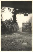 1940 Felőr, Er, Uriu; bevonulás a díszkapun, katonai autó, &quot;Kitartottunk! Isten Hozott!&quot; felirat magyar zászlóval / entry of the Hungarian troops, decorated gate, military automobile. photo