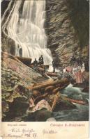 1907 Bánffyhunyad, Huedin; Rétyczeli vízesés, Rekiceli vízesés (Havasrekettye). Csoma Sándor kiadása / Cascada Rachitele / waterfall (r)