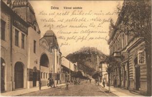 1912 Déva, Városi színház, vár, Laufer Vilmos üzlete és saját kiadása / theatre, castle ruins, publishers shop