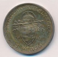 1938. 5P Ag "Szent István" T:2 patina 
Adamo P8.1