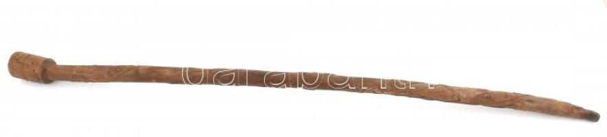 1945 II. világháborús hadifogoly emlékbot, faragott fa, "Egyetlen emlékem a Bad Fischaui fogoly...