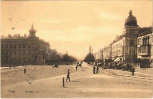 1910 Arad, Andrássy tér, lovaskocsik. Weisz Leó kiadása / square, horse-drawn carriages