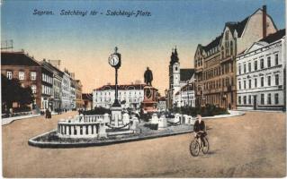 Sopron, Széchenyi tér, kerékpár. Schöll Anna kiadása (EK)