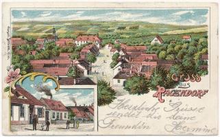 1905 Rajka, Ragendorf; látkép, üzlet. August Bermann Art Nouveau, floral, litho (r)