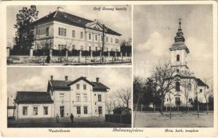 1941 Balmazújváros, Gróf Semsey kastély, Római katolikus templom, Vasútállomás