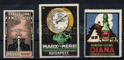1910  3 db ritka magyar reklámbélyeg