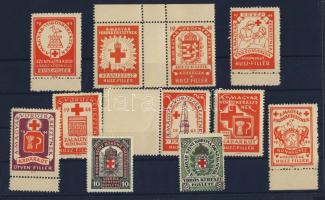 1914-1944  11 db Vöröskereszt közigazgatási és segélybélyeg