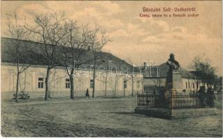 1910 Soltvadkert, Solt-Vadkert; Evangélikus iskola, Kossuth szobor. W. L. (?) 571. Kis János kiadása (fl)