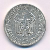 Német Harmadik Birodalom 1936A 5M Ag "Hindenburg" T:2,2- 
German Third Empire 1936A 5 Rei...