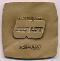 Lengyelország 1979. Polish Airlines - LOT - 1929-1979 kétoldalas Br plakett (65x65mm) T:2 Poland 1979. Polish Airlines - LOT - 1929-1979 double-sided Br plaque C:(65x65mm) C:XF