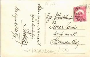 1930 Budapest V. Posch étterem belső, cégtábla a falon a szekrény felett. Váci utca 38. Hátoldalon a...