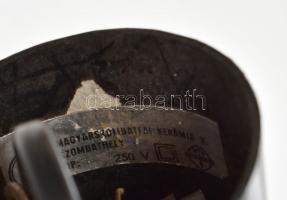 Mázas kerámia és kovácsoltvas csillár, Magyarszombatfai Kerámia Vállalat jelzéssel, mázrepedésekkel,...