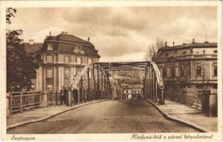 1932 Esztergom, Kisduna híd a városi bérpalotával