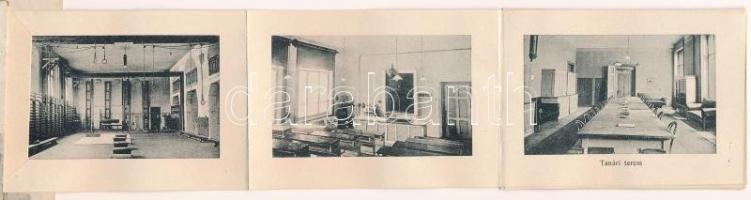 1926 Miskolc, Királyi katolikus főgimnázium, homlokzat, leporello belül 10 képpel (közte, tanári szo...